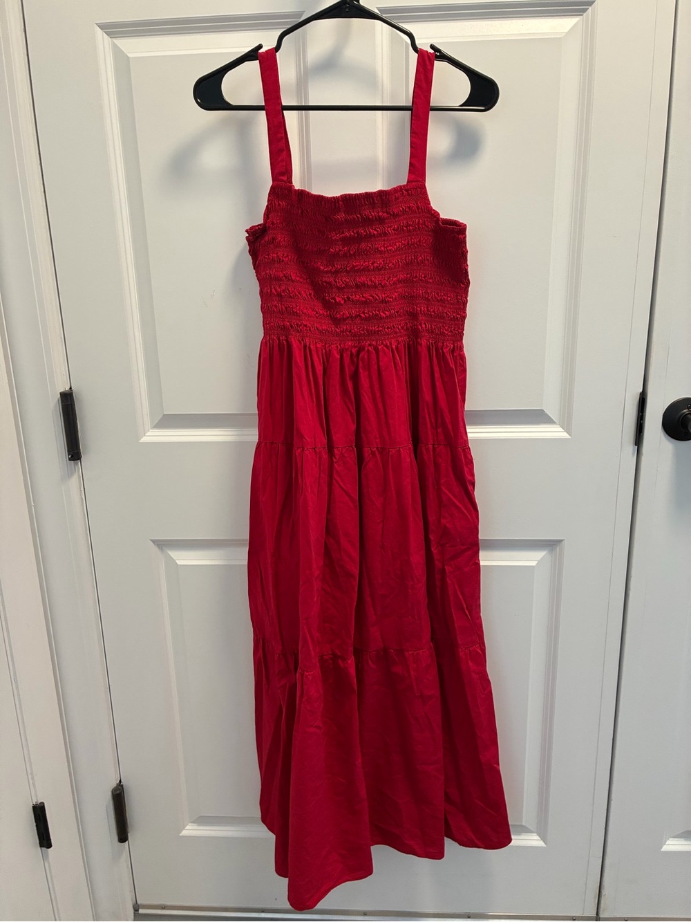 Madewell Red Smocked Maxi Dress